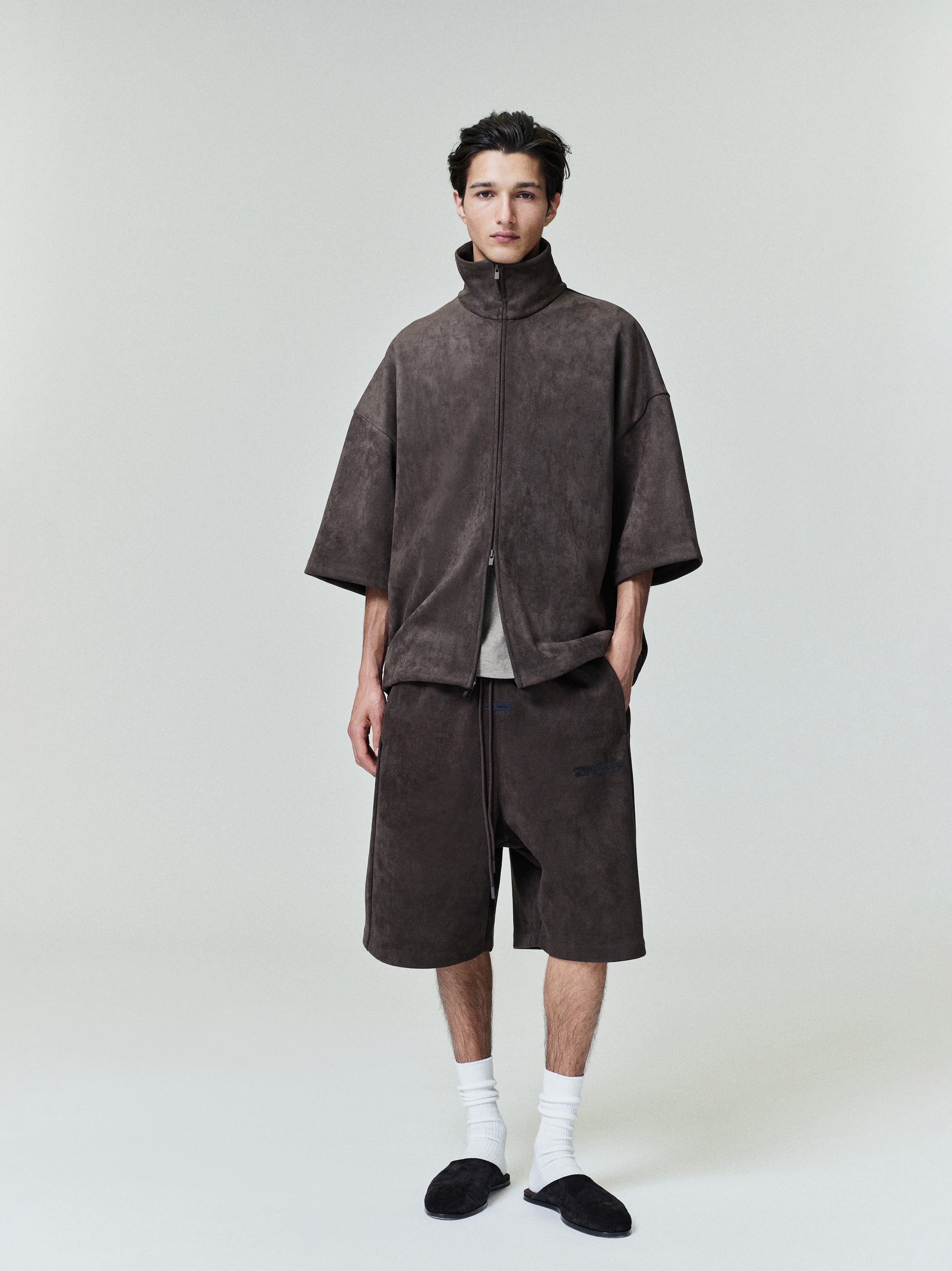 Suede Fleece Relaxed Short